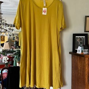 A-line chartreuse tunic with pockets 1X